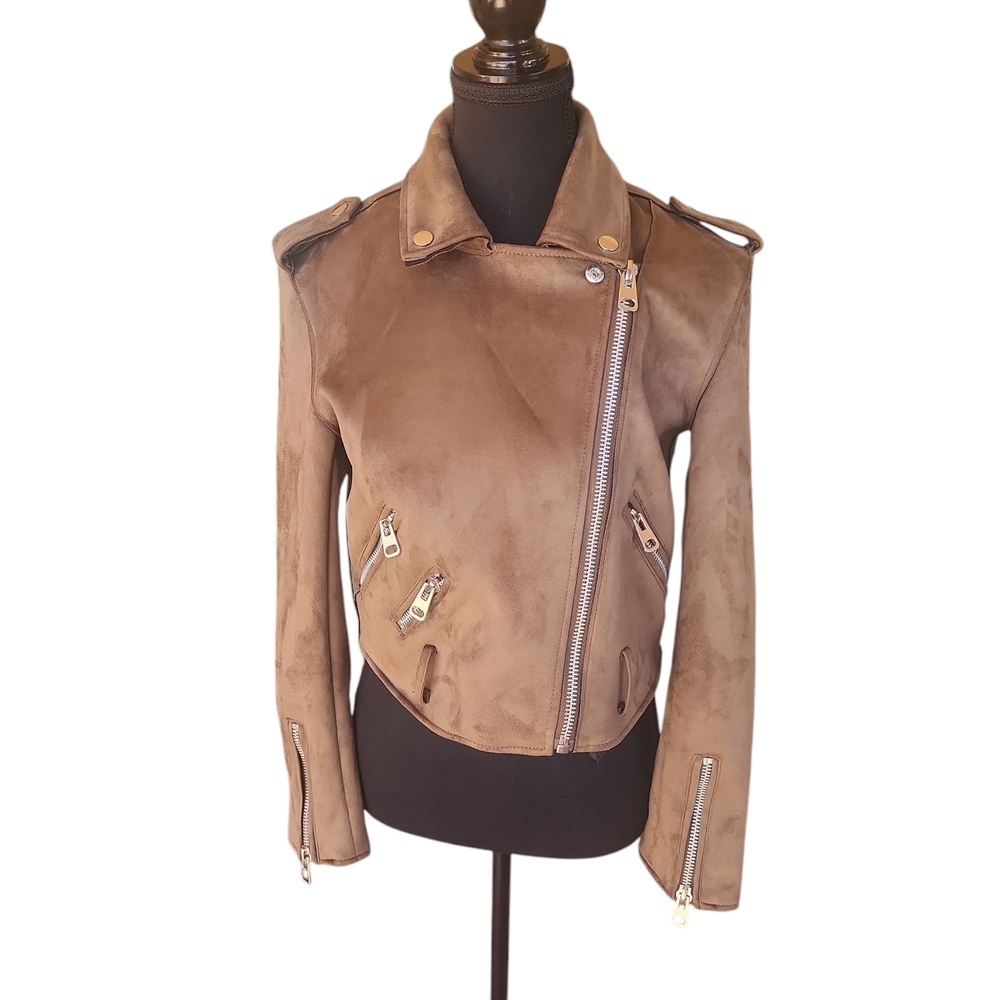 Brown Faux Suede Women's Jacket